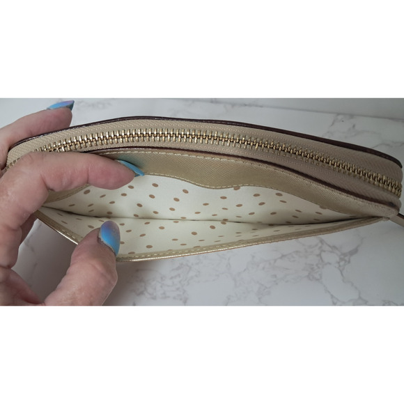 KATE SPADE Champagne Saffiano Leather Women's Zip Around Wallet - EUC - Picture 3 of 7